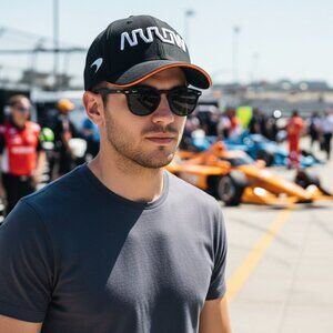 Black Clover Arrow McLaren IndyCar Racing Cap Hat Black Orange Adjustable